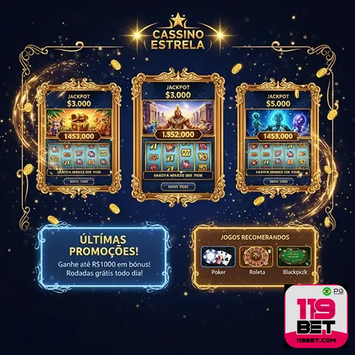 Imagem do site 119bet com destaque para ofertas de apostas esportivas e cassino online na página inicial